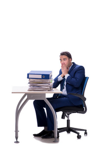 Employee working isolated on white background