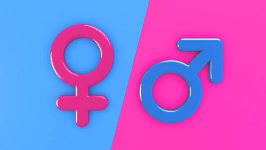 粉色和蓝色的男女性别符号照片