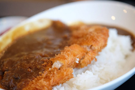  Rice with pork cutlet Tonkatsu and curry