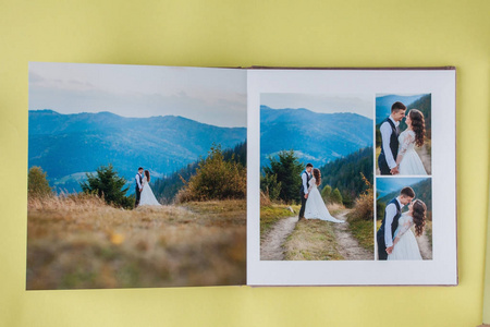 豪华白色皮革婚礼相册和相册图片