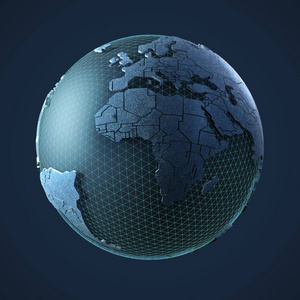 地球网线具有三角形网线的球体三维渲染照片