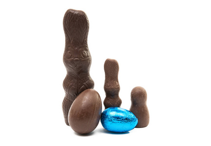 chocolate bunny with chocolate eggs 