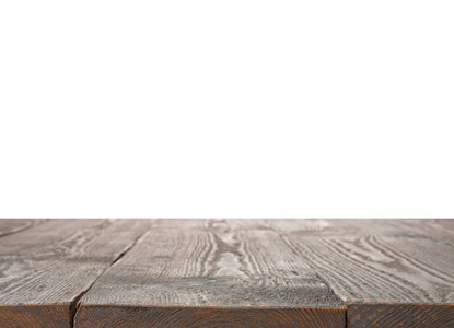 Empty grey wooden surface isolated on white. Mockup for design