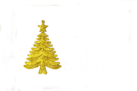 白色背景上金色的圣诞树。