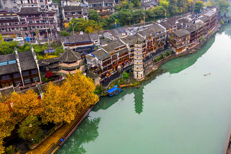 沱江凤凰古镇空中美景图片