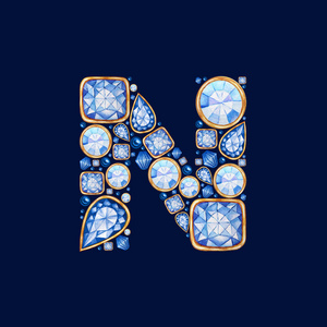 字体珠宝蓝色水晶字母.