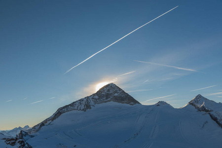 全景图 森林 滑雪 风景 太阳 日出 旅行 假日 阿尔卑斯山