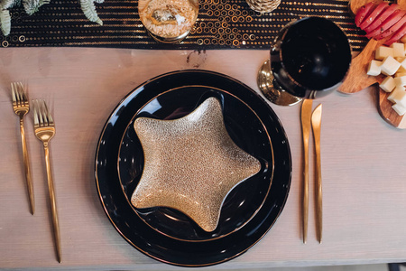 Elegant christmas table setting design captured from above