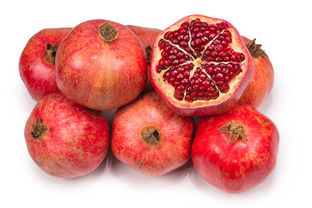 Sweet pomegranate isolated on white background. 