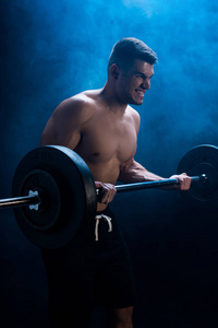 杠铃 训练 复制空间 男人 健美运动员 重量 适合 锻炼