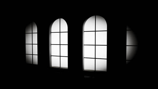 阴森房间阴森的黑色空旷的内部.三维插图,三维渲染.照片