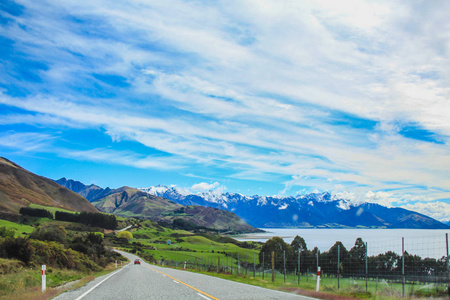 瓦纳卡湖风景，靠近瓦纳卡，南岛，新西兰