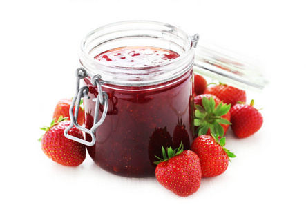 美味的 水果 点心 果冻 果汁 玻璃 果酱 食物 夏天 草莓