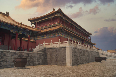 北京故宫建筑的红色背景图片