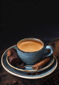 蓝色咖啡杯，饮料，芳香，咖啡豆，木板杯，r