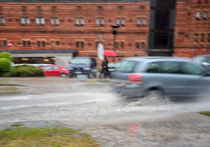  Street in rain.