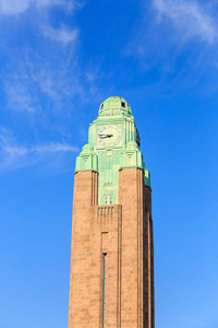 Helsinki, Finland. Clock Tower of Helsinki Central Station. The 