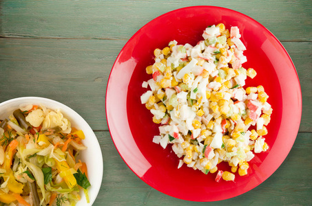 crab salad on a plate 