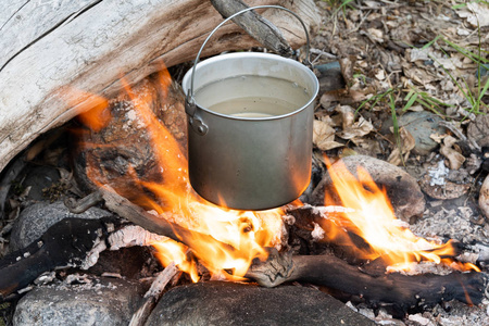 木柴 营地 冒险 旅行 水壶 烹调 食物 篝火 旅游业 假期