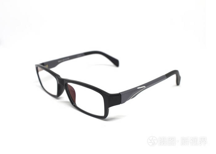 black eye glasses isolated on white background 