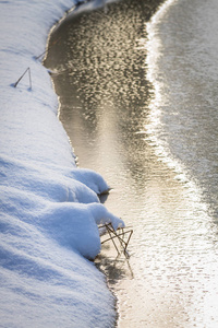 公园 美丽的 十二月 冷冰冰的 风景 反射 冻结 天气 自然