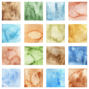 Set of watercolor textures. Stylish elements for design. Square 