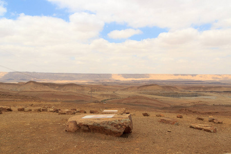 以色列内盖夫沙漠马克泰什拉蒙火山口全景图