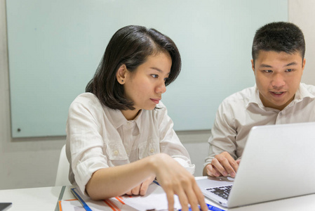 Employees working together in a team