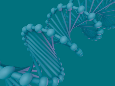 DNA链。抽象的科学背景。三维渲染