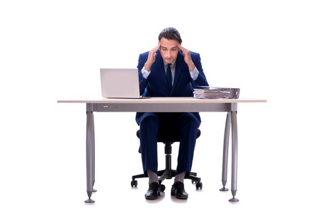 Employee working isolated on white background