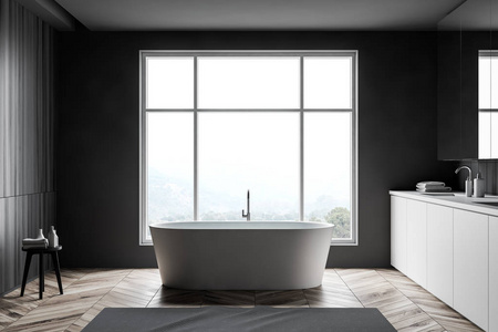 灰色木质浴室立面图