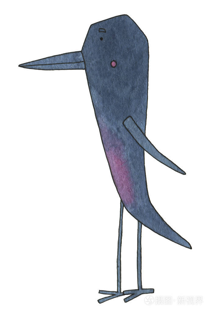 抽象风格的鸟靛蓝和红色.