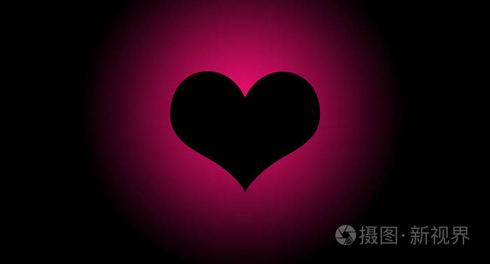 黑心粉色渐变剪影情人节爱情浪漫