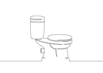 画洗手间一个连续画的单艺术线涂鸦素描厕所照片