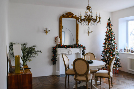 Feast of Christmas. Beautifully decorated house with a Christmas