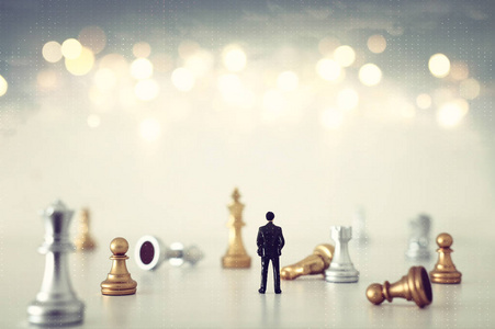象棋游戏的图像。商业竞争战略领导力和成功理念