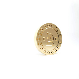 金色海盗币图标孤立在白色背景上。三维插图三维渲染