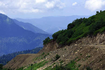 山谷 全景 旅行 丘陵 全景图 夏天 高的 天空 岩石 自然