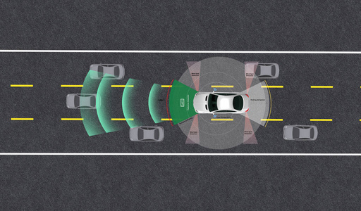智能车自动驾驶仪带雷达信号系统和无线通信的自动驾驶模式车辆，