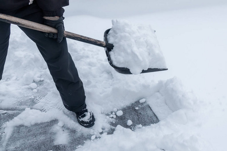 天气 清洁 去除 人行道 暴风雪 工具 服务 男人 铲子