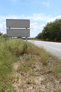 Empty Traffic sign on countryside road.