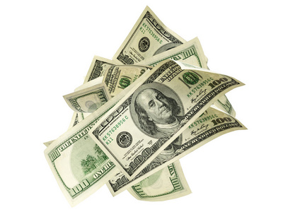 美国的钱,不断下降的现金.飞行一百美元照片