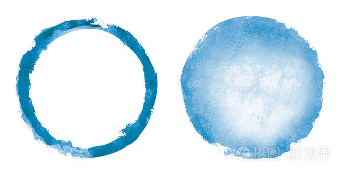 以白色为背景的两个水彩画圆圈