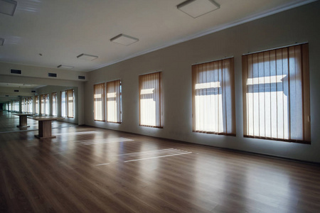 Empty room interior with closed windows