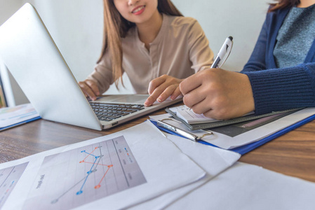 Close up photo of two woman having business discussion 