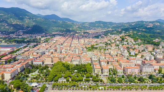 La Spezia, Italy. Embankment, Viale Italia street. View from abo