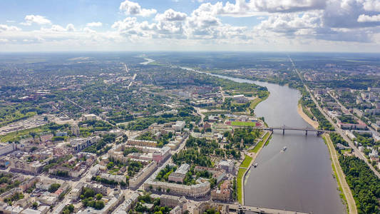 特维尔，俄罗斯。城市空中全景