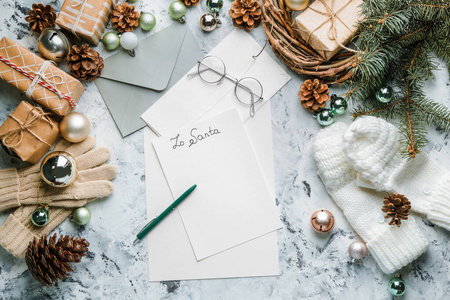Empty letter to Santa Claus on white background