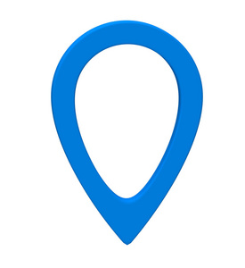 蓝色地图指针3d引脚。隔离在白色背景上的位置符号。网站定位点，指针。3D渲染。