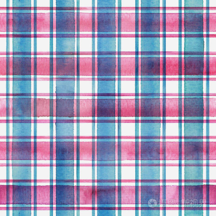 水彩条纹格纹无缝图案彩色条纹背景